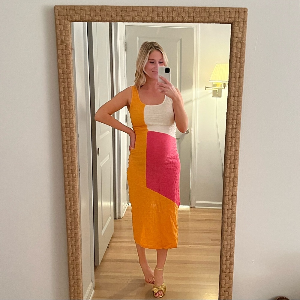 Mango Colorblock Bodycon Midi Dress - Not Maternity!